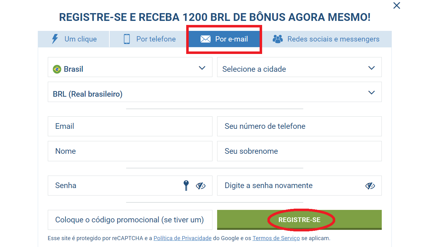 Registro por E-mail