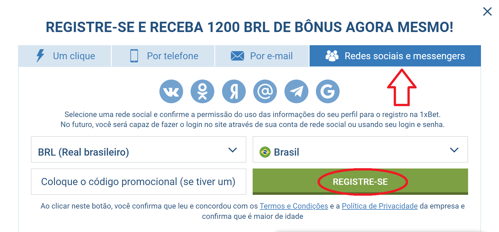 Registro em Redes Sociais