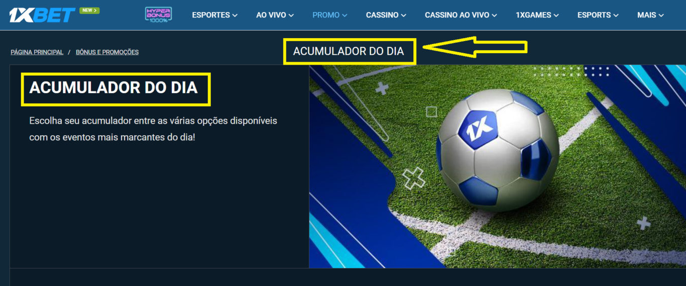 1xBet Bonus Acumulador do Dia