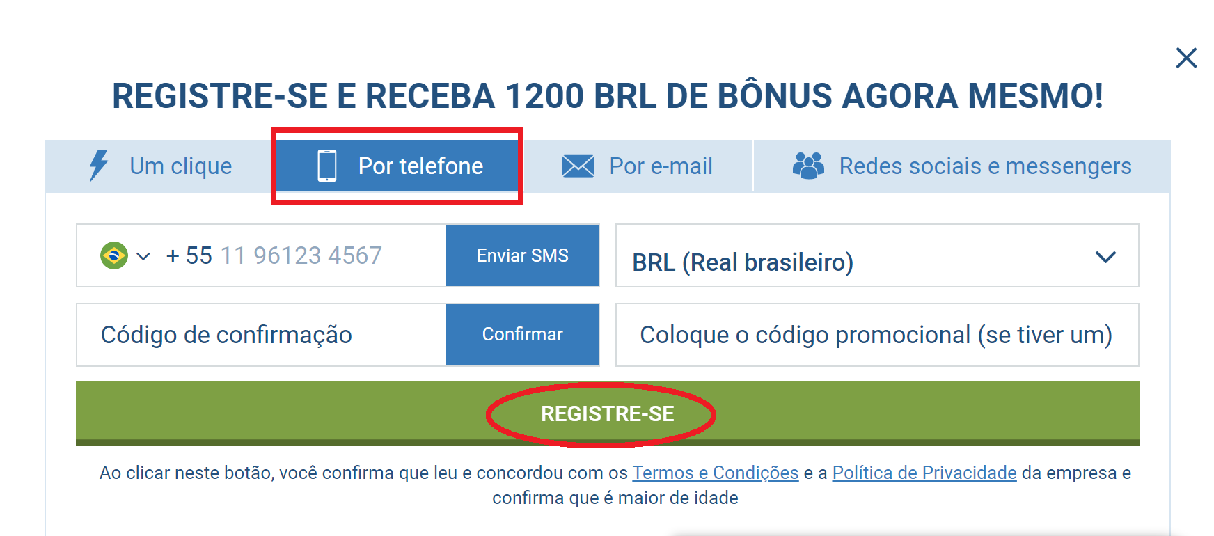 Registro do Número de Telefone